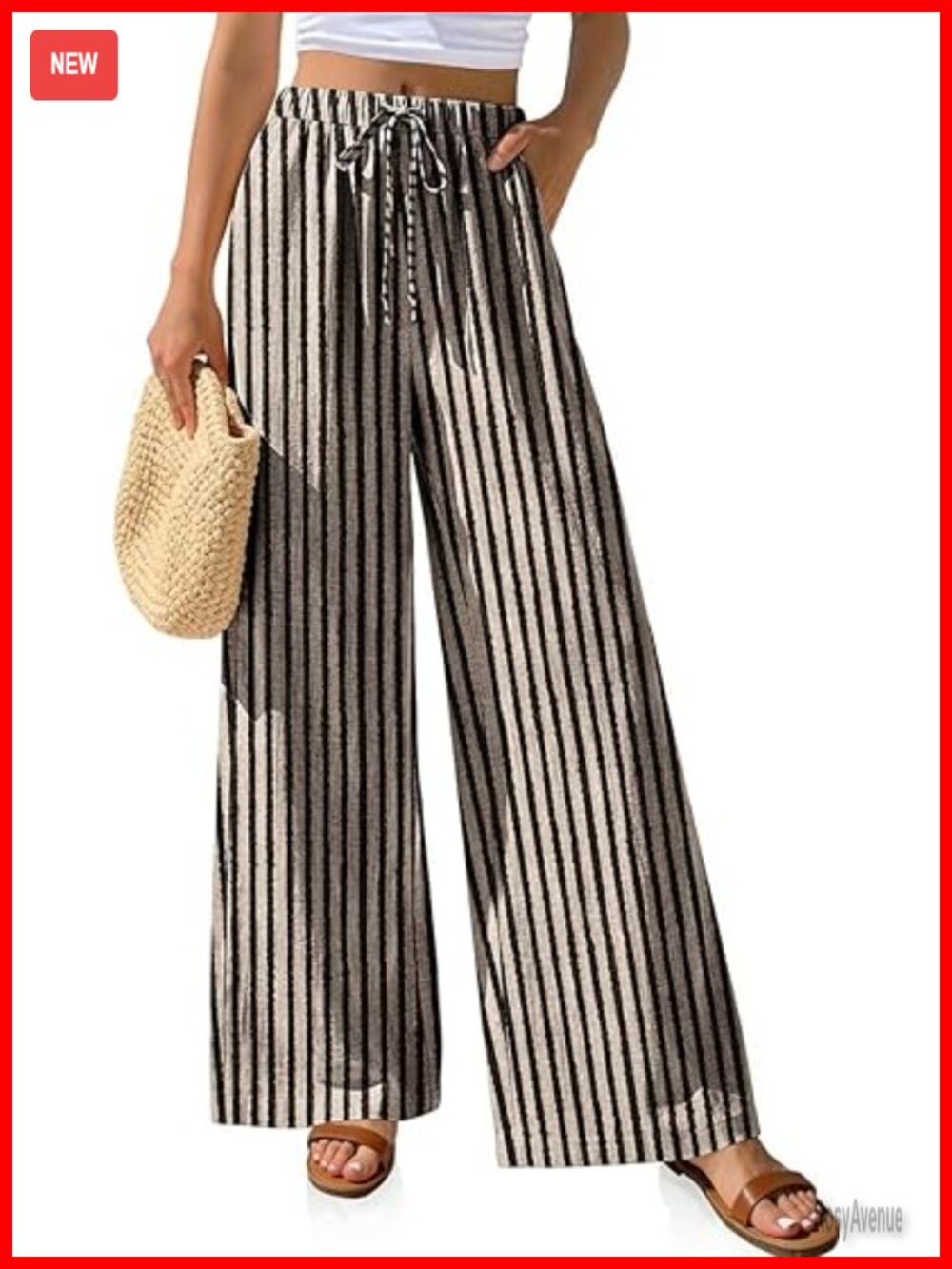 Linen Palazzo Pants Wide Leg Casual Lounge Pants with Pockets Summer